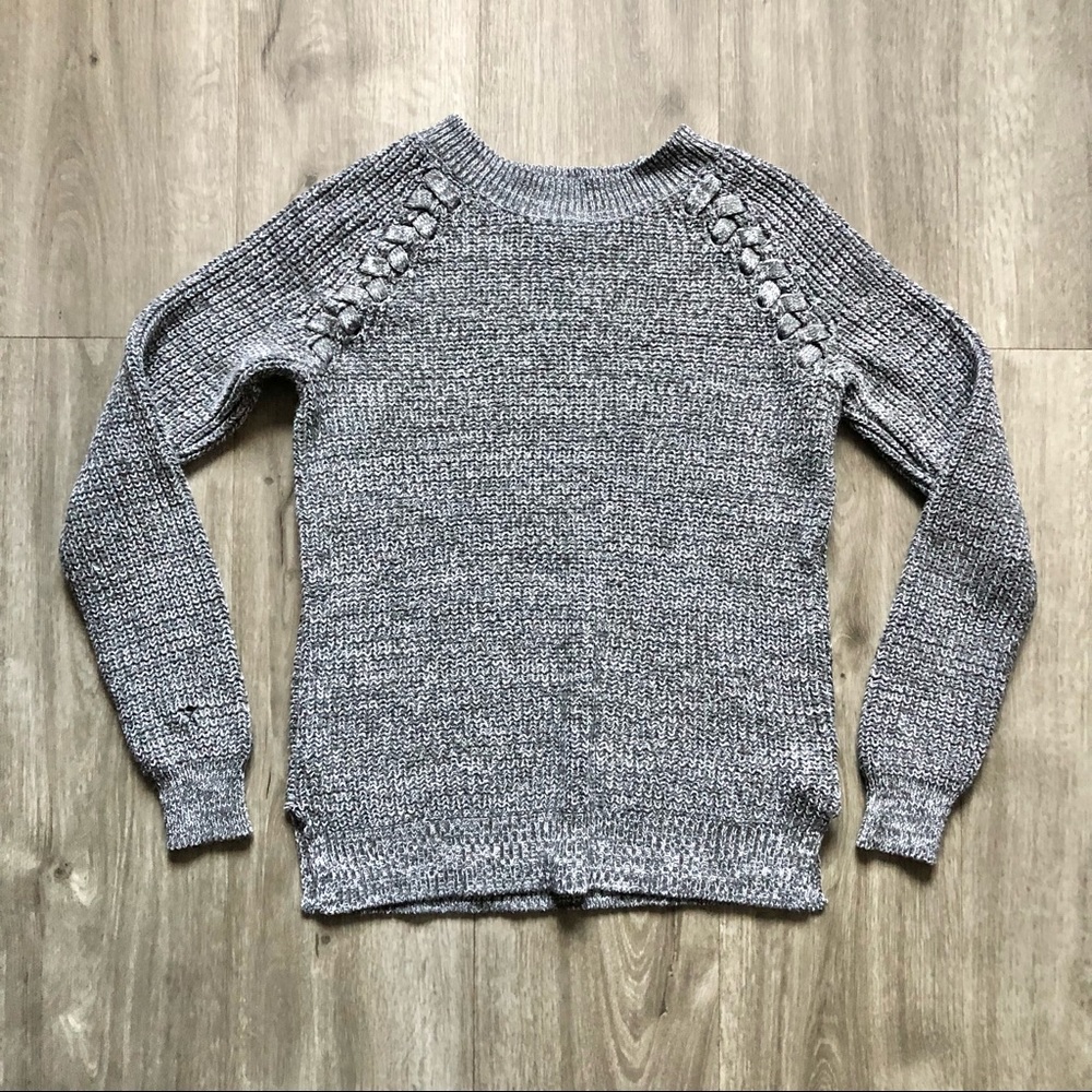 Grey knit sweater youth size large Grey braided details